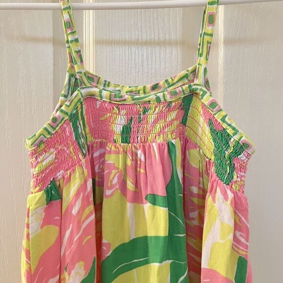 Lilly Pulitzer for Target Flamingo Fan Dance Maxi Dress Smocked Girls Size 4T - Picture 14 of 15